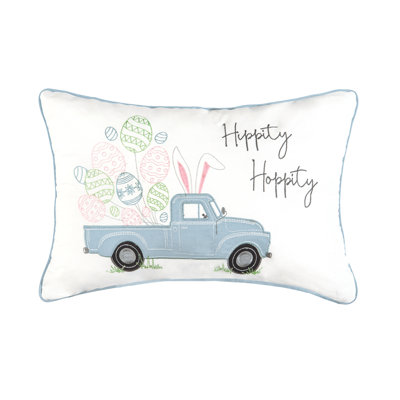  Hippity Hoppity Easter Truck Spring Embroidered Throw Pillow