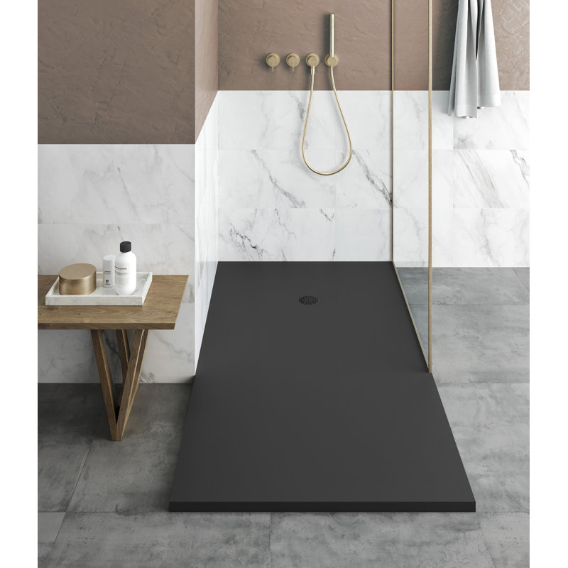 Curbless Shower Base Ava Slate 60" x 30", Black