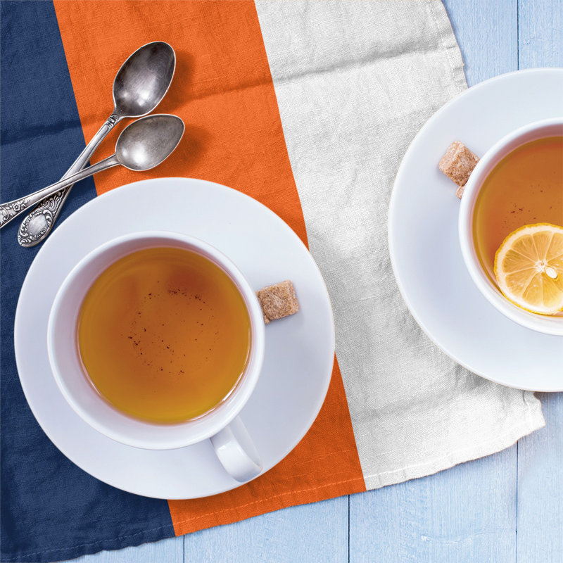 Stripe Tea Towel Kitchen Towel, Cotton Twill, Navy Blue/Orange/White Baseball