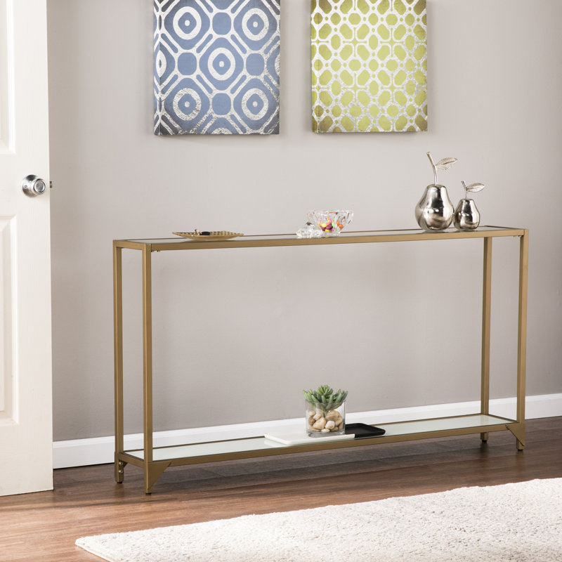 Console Charlie-Adam, Or, 29" H x 56" W x 8" D, Clear
