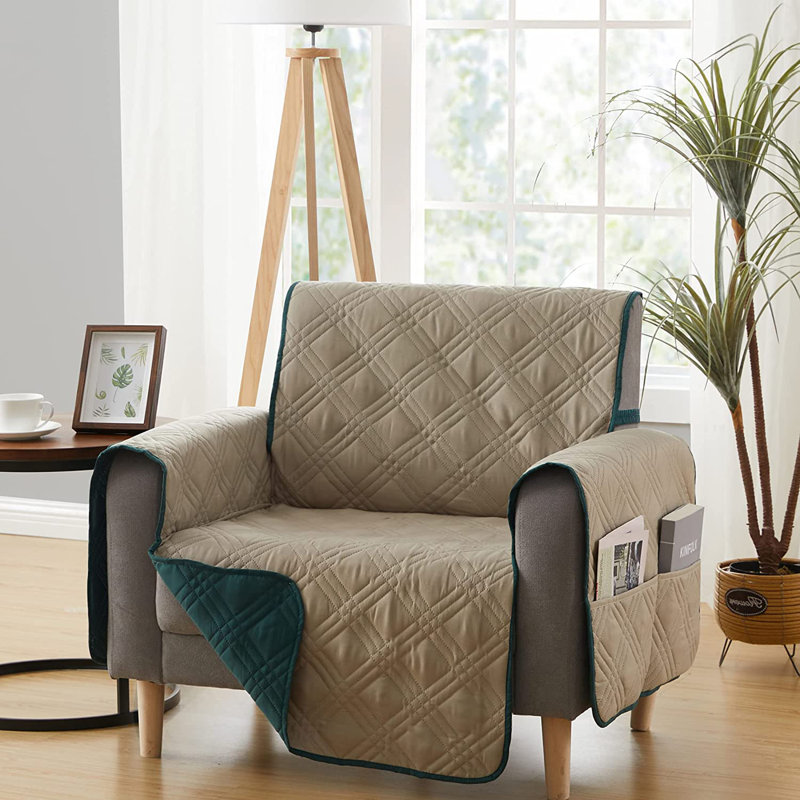 Housse pour chaise réversible en polytétrafluoroéthylène Newfield, bleu marine et brun clair, Vert / brun clair