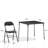 Folding Card Table And Chair Set Of 5 Foldable With Padded Upholstery Tabletop, Metal, Black