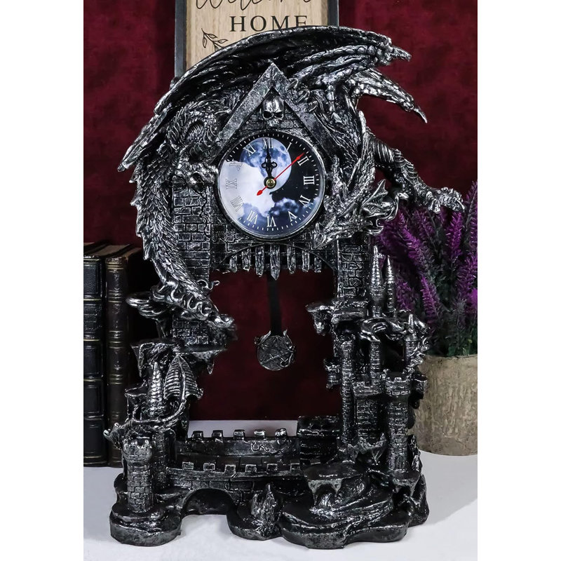 Roman Numeral Resin Tabletop Clock in Black