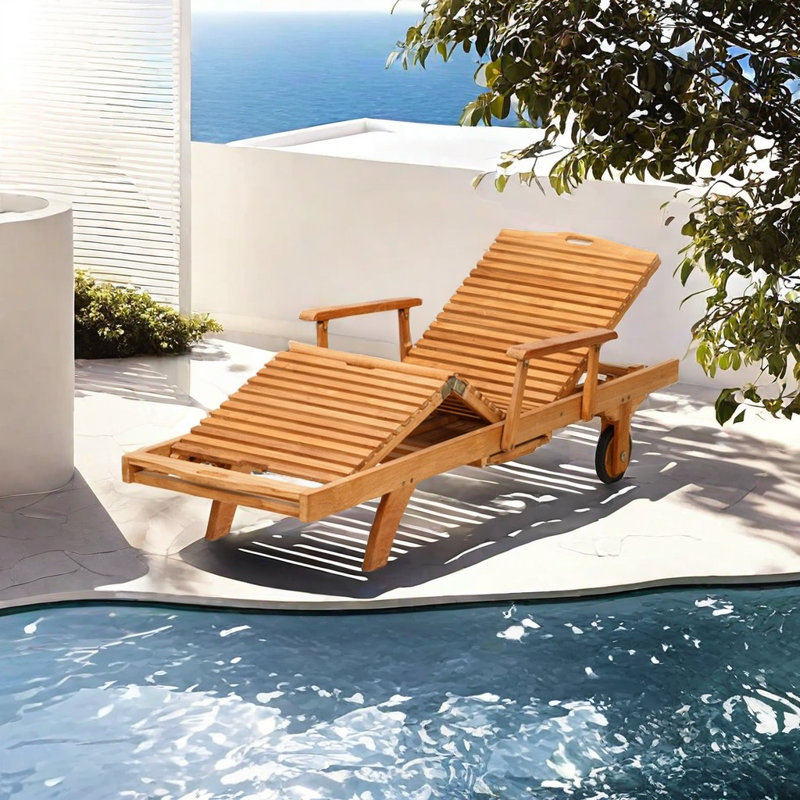 Chaise longue en teck de qualité supérieure