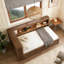 Lit de jour en bois pleine grandeur avec tablettes de rangement, USB, DEL et lit gigogne-1560745010