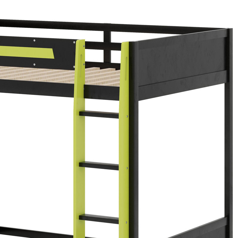 Gaming Bunk Bed With Side-Mounted Oversized RGB Desk, Green