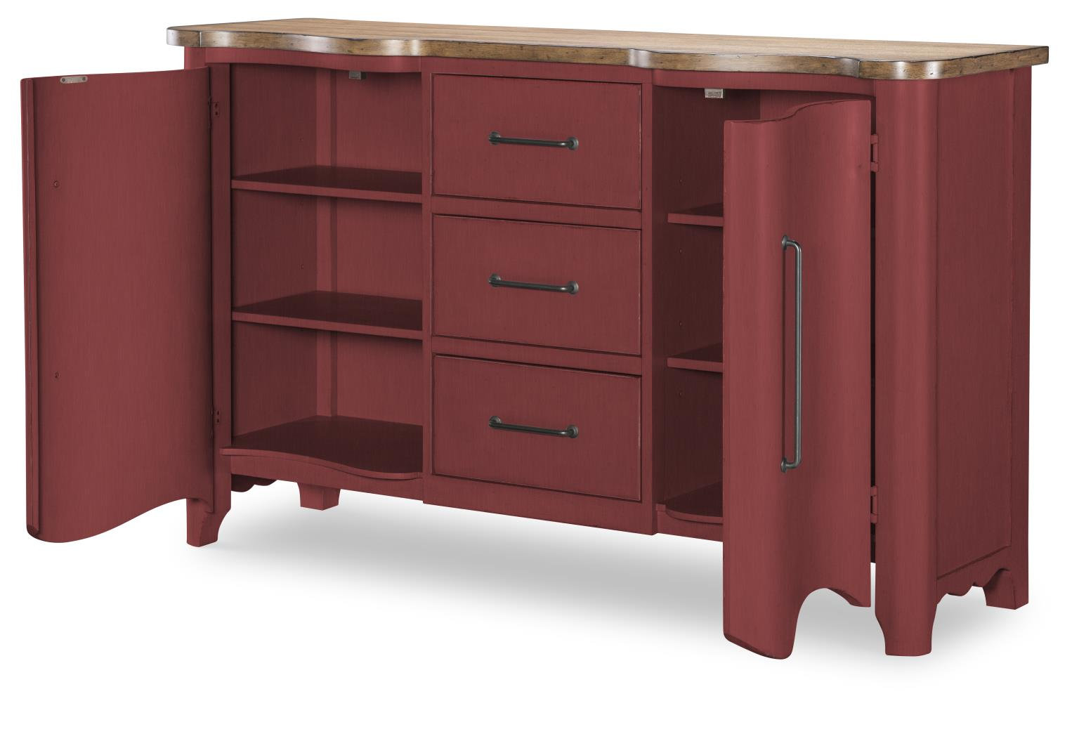 Country Living 64" Oak Dresser, Red