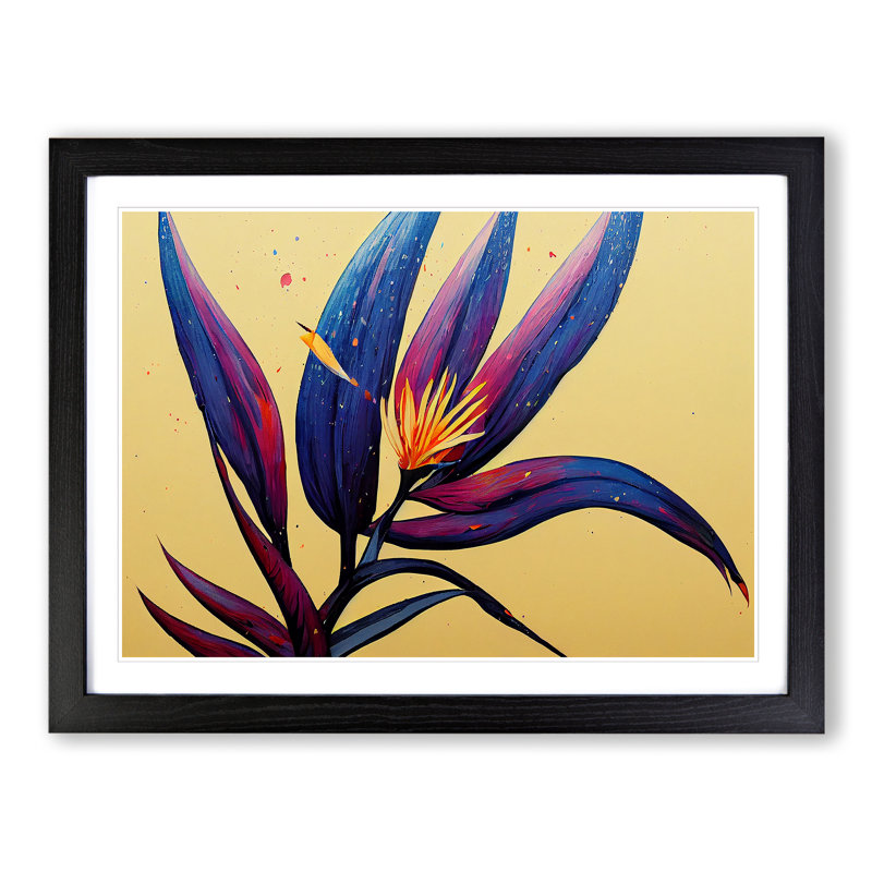 Bird Of Paradise Flower Splash Vol.4 - Single Picture Frame Print, 46cm H x 64cm W x 2cm D, Black