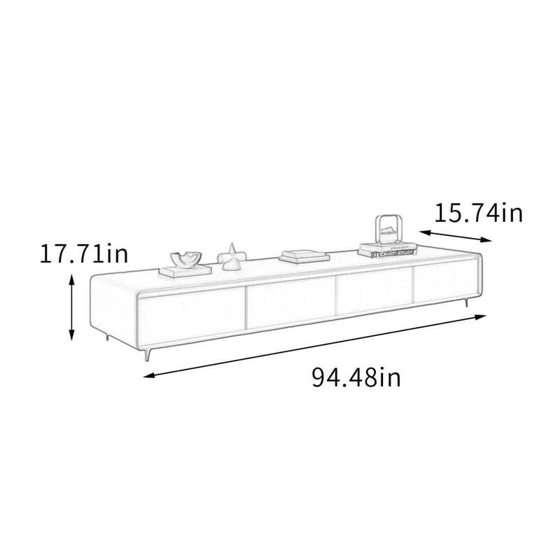 Meuble télé avec rangement Modern Modern, H 17,71 po x L 94,48 po x l 15,74 po, Blanc