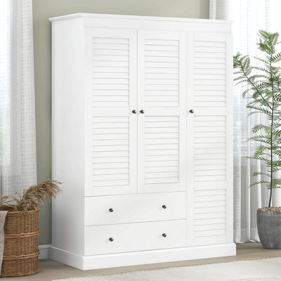 Armoire-penderie à 3 tiroirs avec 2 tiroirs, blanc