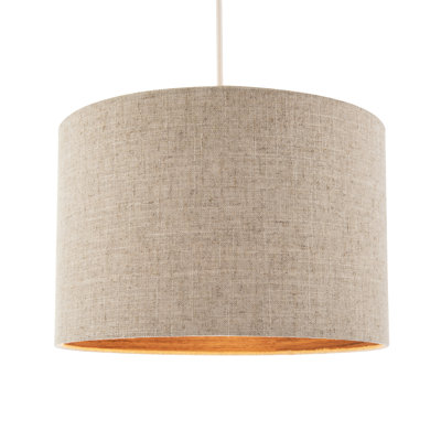 20cm H Linen Drum Lamp Shade ( No Direct Attachment Method ) in Brown