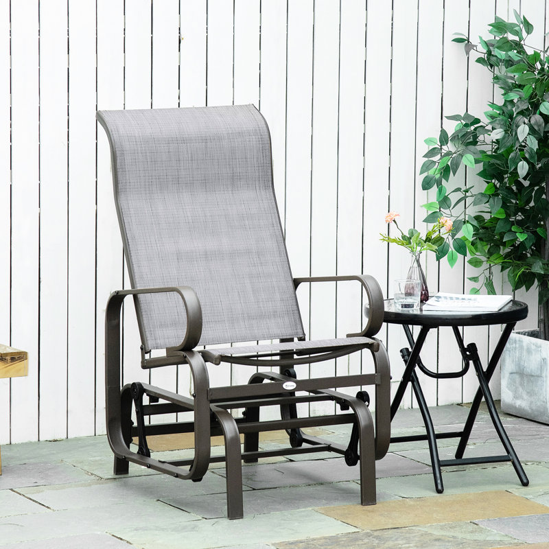 Fauteuil coulissant d'extérieur - 40,86 po de hauteur, construction légère, chaise grise pour cadre en acier robuste pour la cour, tissu à séchage rapide,