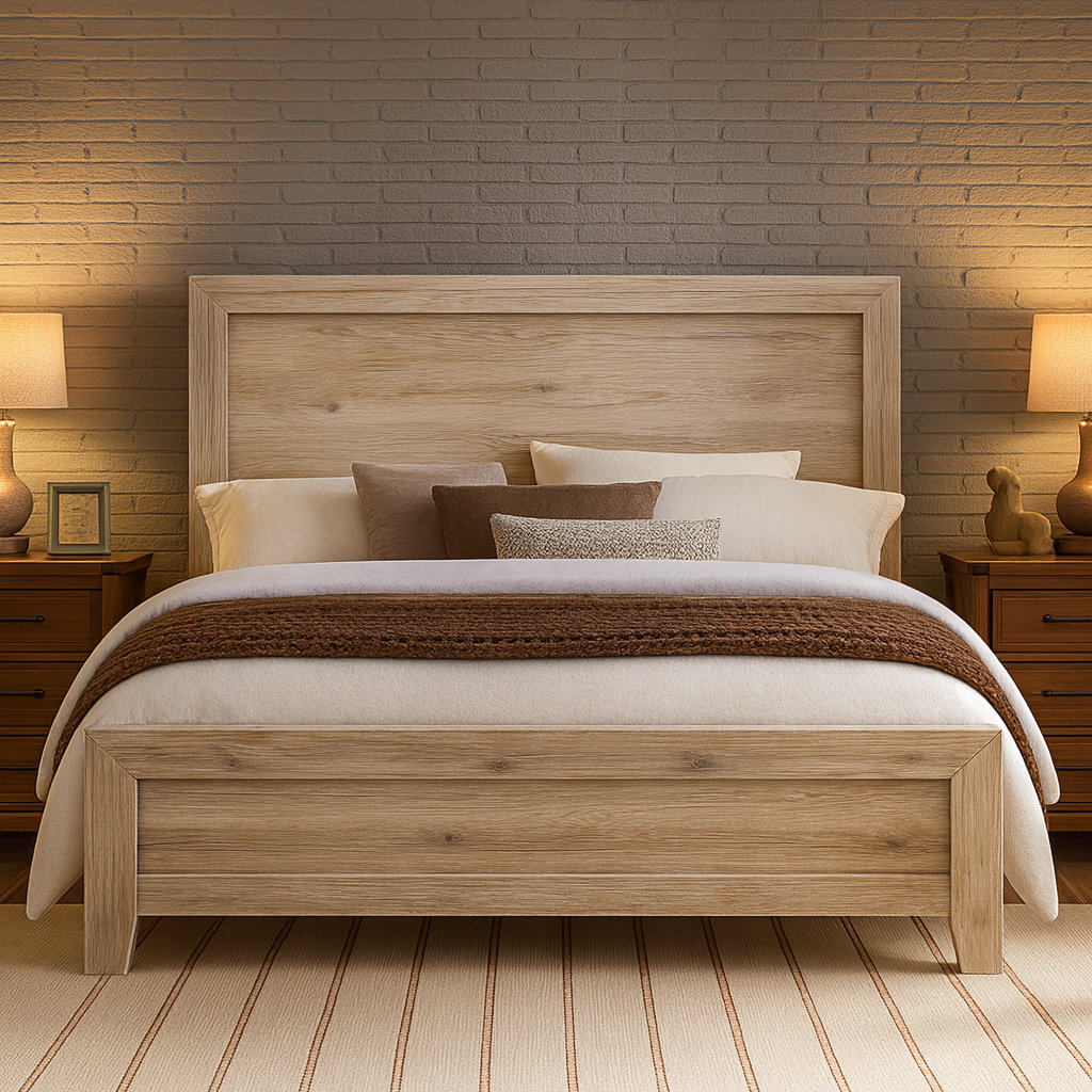Queen Solid Wood Bed Frame with Headboard and Footboard, Needs Box Spring, Natural Millwood Pines