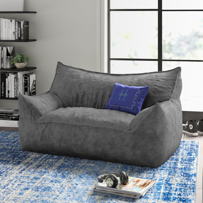 Big Joe Imperial Bean Bag Sofa, Gray Union 100% Polyester, 32" H x 60" W 40" D