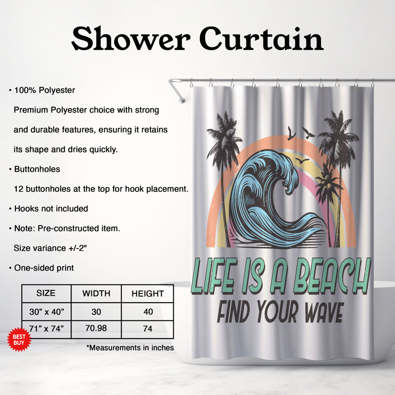 Zajac Shower Curtain, H 74 po x l 71 po