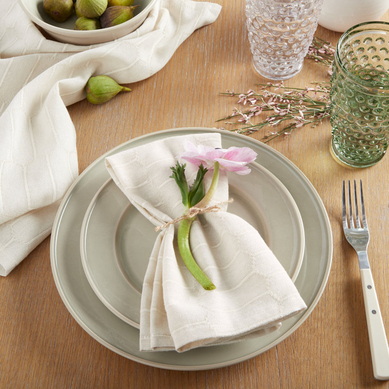 Ensemble de 4 serviettes de table en nid d'abeille modernes Martha Stewart, gris anthracite, 19 po x 19 po, Beige