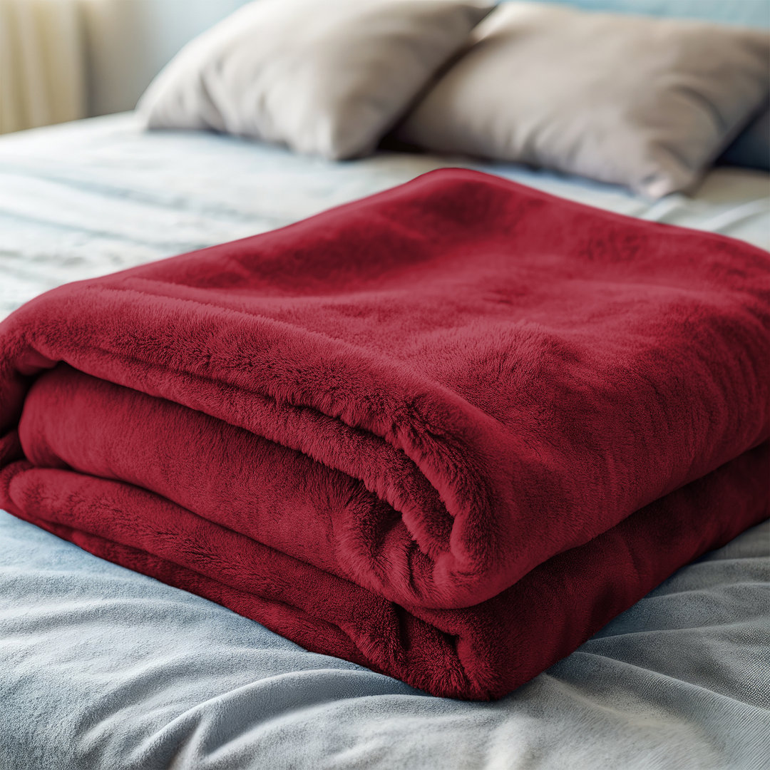 Ultra Soft Plush Faux Fur Reversible Fleece Blanket