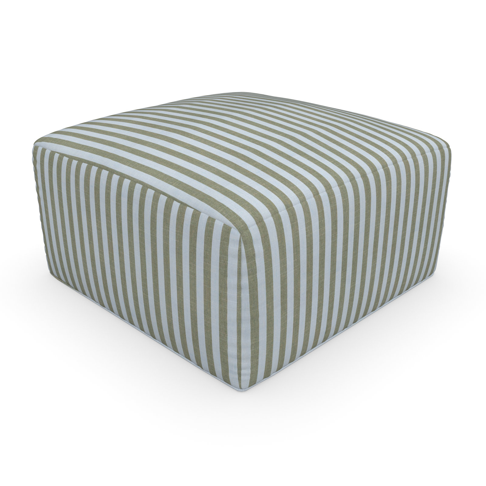 Praia Sunbrella® Outdoor Ottoman, 16" H x 29" W x 29" D, Sail Away Aloe Striped Sunbrella®
