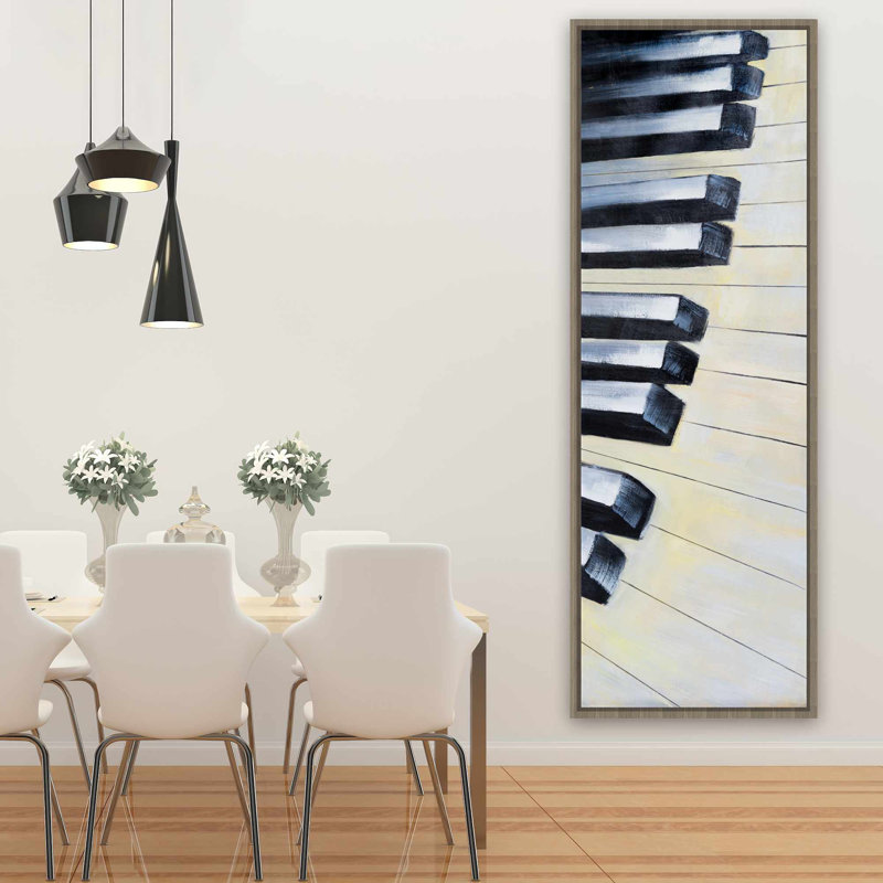 Piano Gros plan - Décoration sur toile encadrée pour les mélomanes, H 61,25 po x l 21,25 po