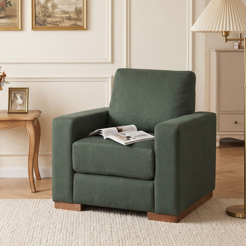 Fauteuil d'appoint carré rembourré, Vert