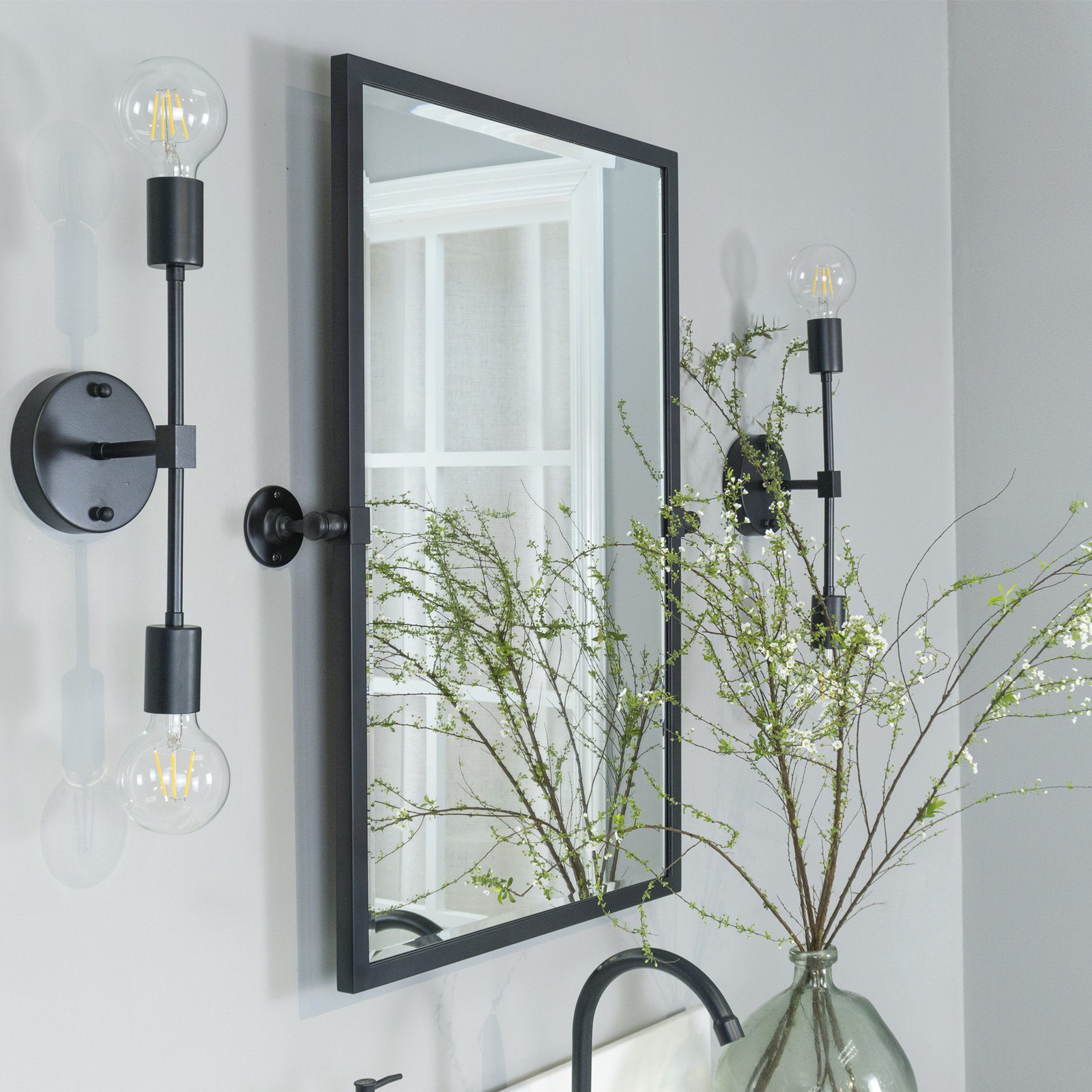 Pivot Accent Mirror, Mattle Black, 30" x 40"