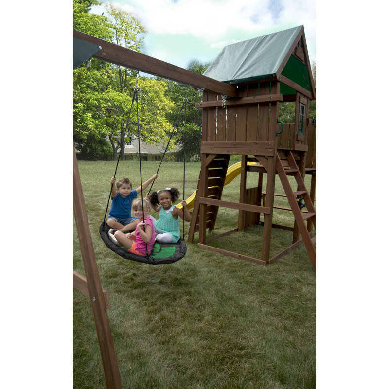 Steel Web/Saucer Swing with Chains and Hooks, Green