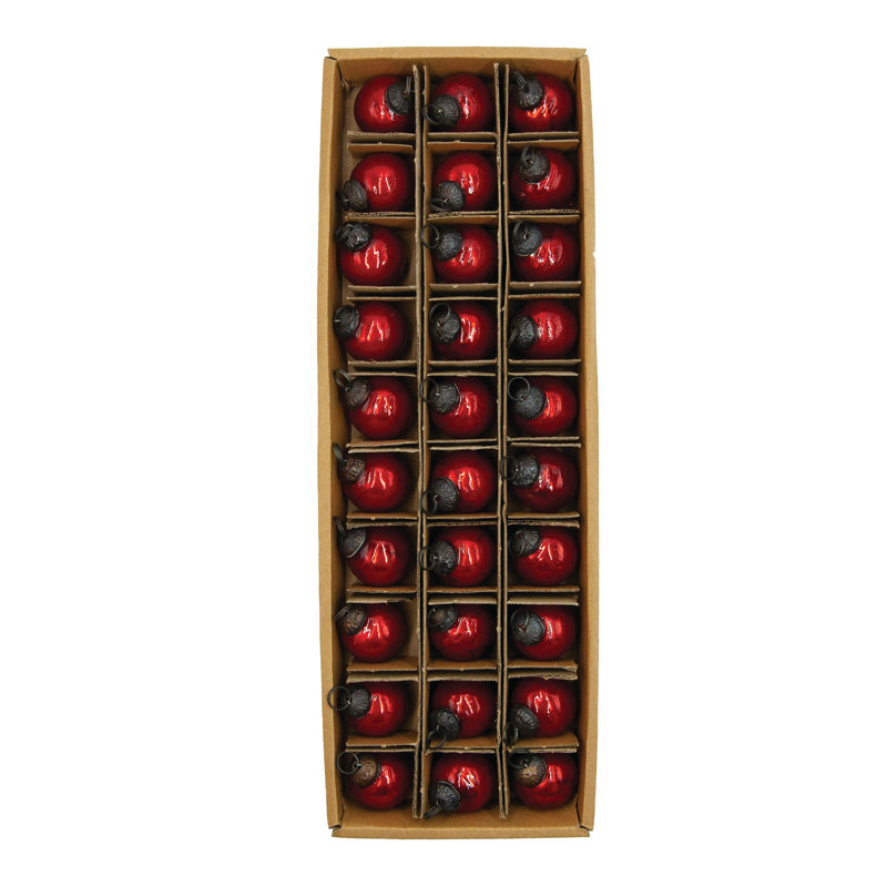 Ensemble de 30 boules en verre mercurisé, Rouge