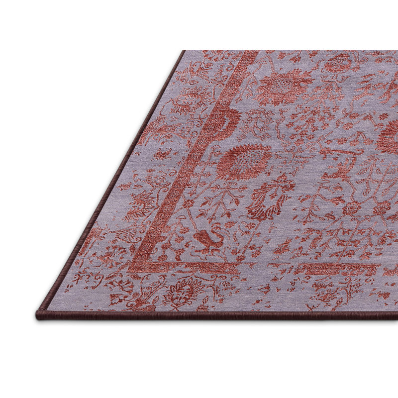 Tapis oriental orange / gris Sharie, Rectangle 2 pi x 4 pi