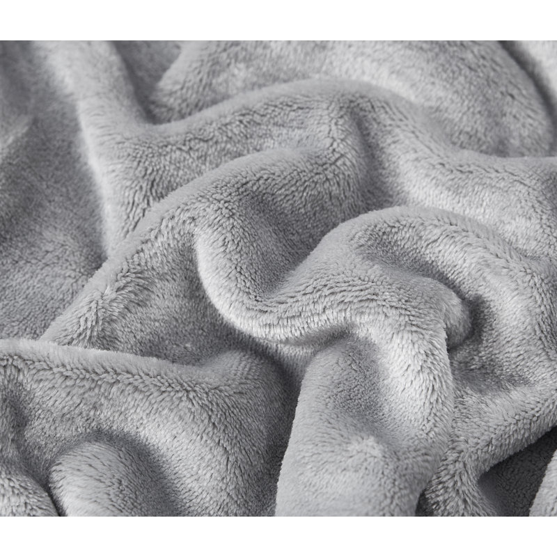 Solid Fleece Blanket, Medium Gray, Queen