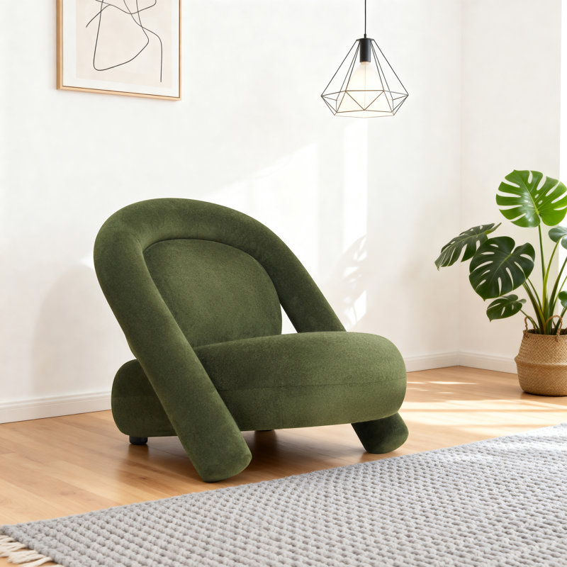 Chaise d'appoint moderne en velours sans accoudoirs 30 po avec mousse haute densité, Green
