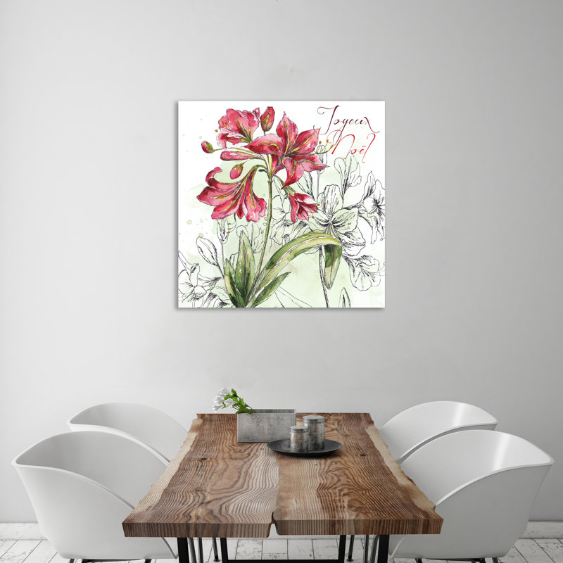 Chistmas Amarillys: Joyeux Noel - Wrapped Canvas Painting, 40.6 cm H x 61 cm W