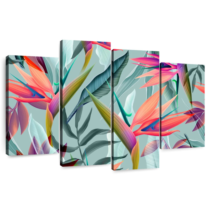 Harnek, oiseau de paradis, fleurs, H 42 po x l 68 po