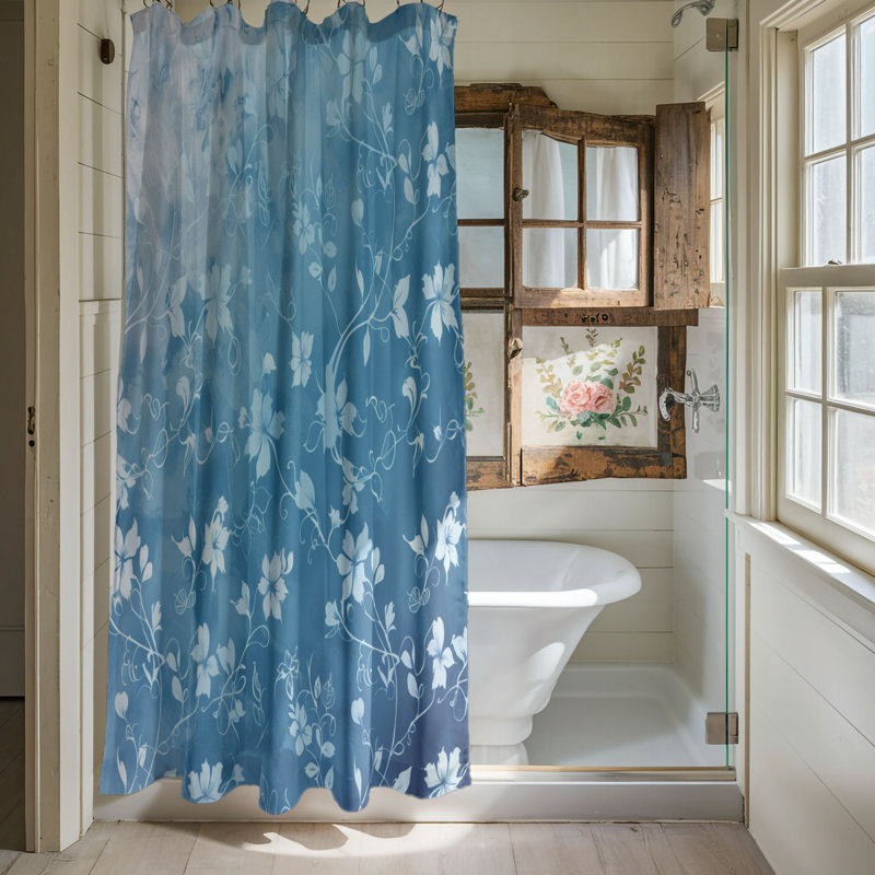 Rideau de douche standard 1 pièce à motif floral ombré, H 74 po x l 71 po