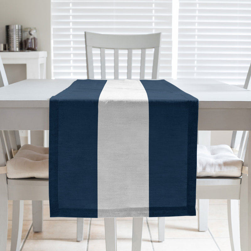 La Horns Football Stripes Table Runner, 90" L x 16" W, Blue/White, Polyester