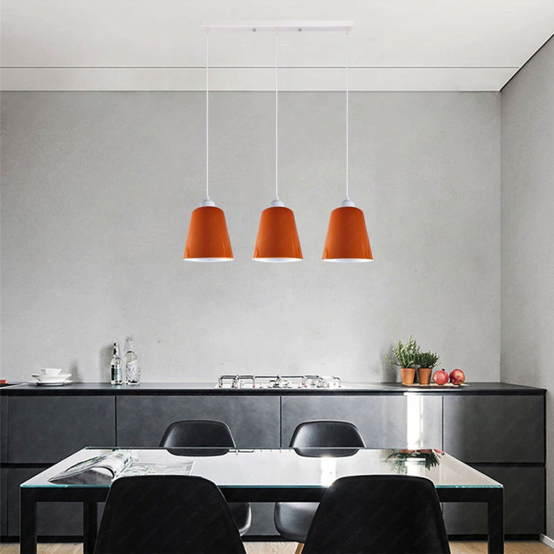 Humeyra 3 - Light Kitchen Island Pendant, No, Orange/White