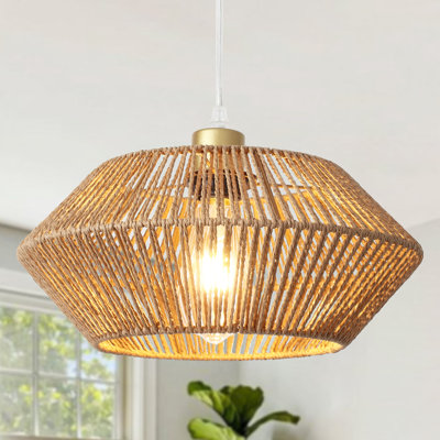 Luminaire à Pendentif Lanterne En Bambou Naturel Lustres En Rotin En Osier Bambou Tissé à La Main Abat-jour E27 Luminaires Suspendus - Chine Lustre, Lampes Suspendues En Bois