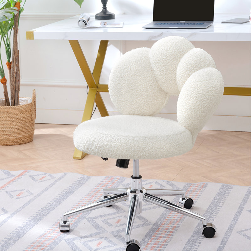 Chaise de bureau pivotante à 360° avec coussin d'assise épais, roulettes pivotantes et revêtement en tissu