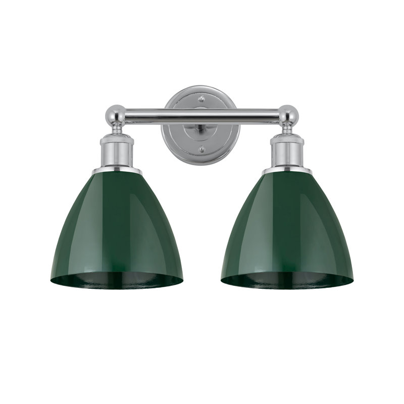 Éclairage pour meuble-lavabo à 2 lumières Arpita, Chrome poli, Vert