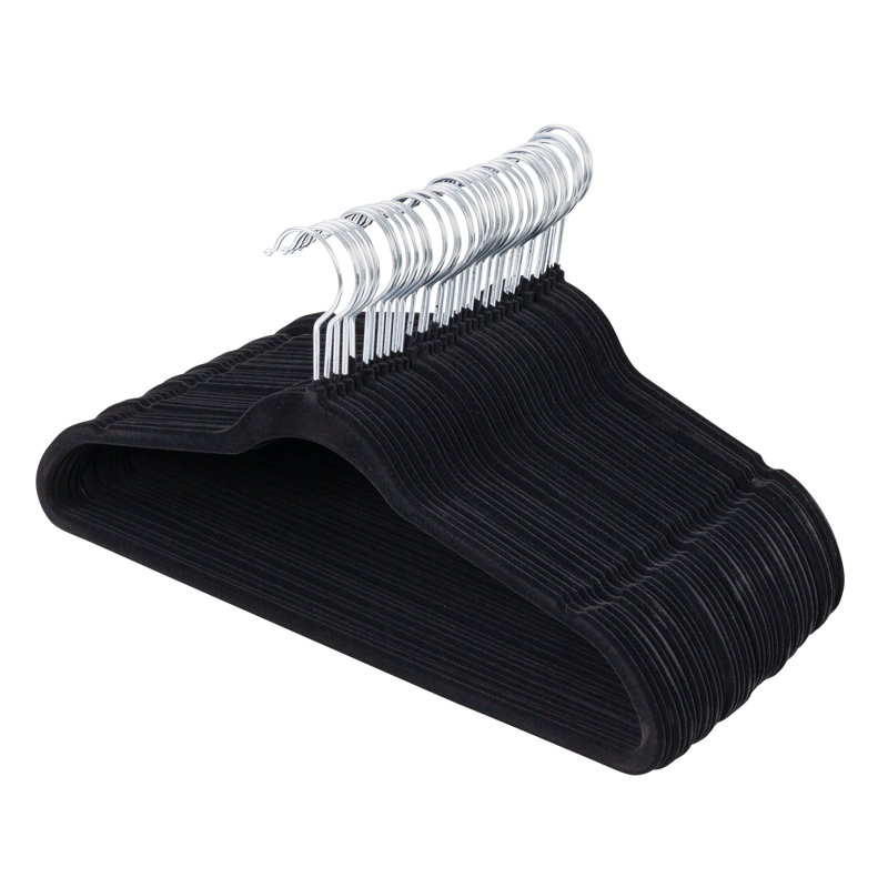 Wayfair Basics® Petrone Velvet Non-Slip Standard Hanger, Black, 50