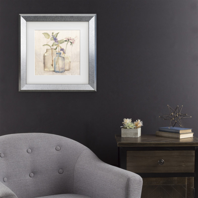 Cheri Blum, «Blossoms On Birch I», art encadré mat, H 14,5 po x l 14,5 po x P 0,75 po, Argent