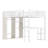 Queen Size Metal Loft Bed Frame with Built-in Wardrobe, Desk & Storage Shelves, White Wood Grain, Space-Saving Design