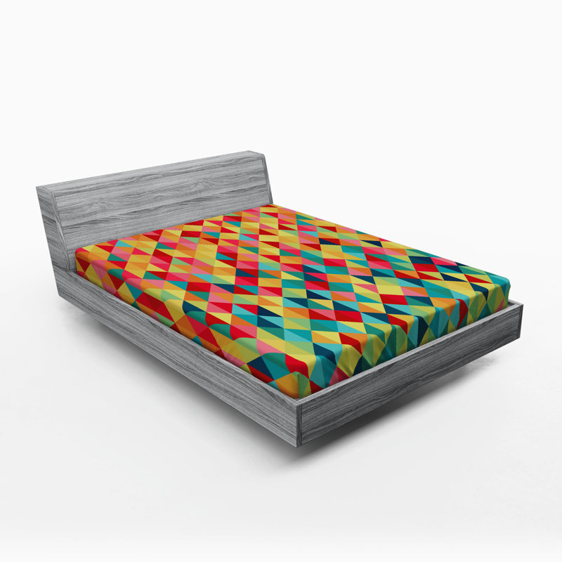 Microfiber Geometric Fitted Sheet, Queen Fitted Sheet