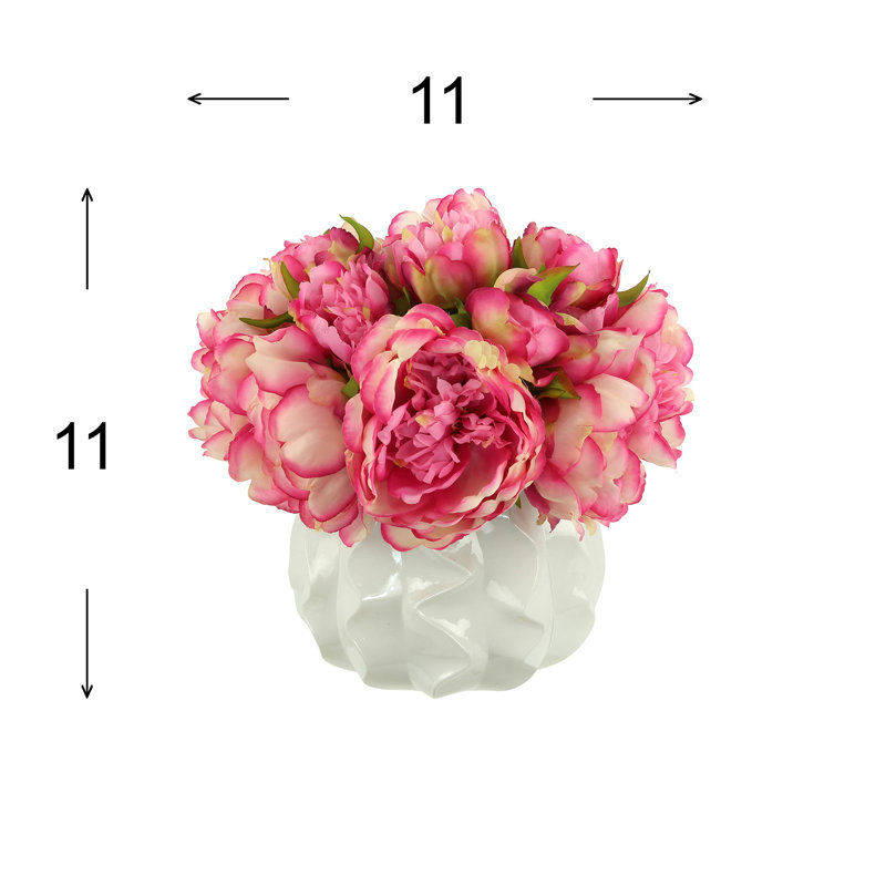 Peony Arrangement in a Wavy Glass Pot