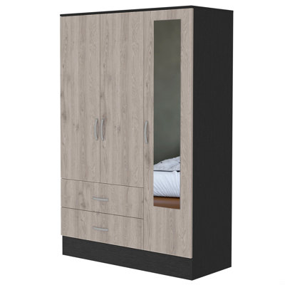 Petite armoire 2 tiroirs avec porte miroir