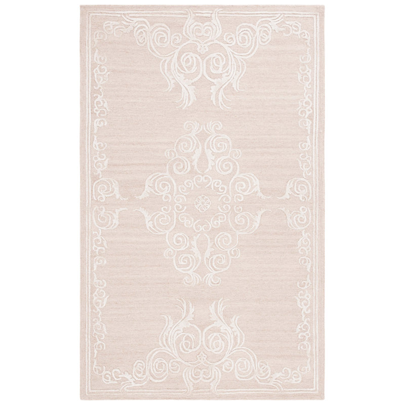 Watton Hand Tufted Wool/Viscose/Cotton Oriental Rug in Ivory/Light Brown, Rectangle 8' x 10'