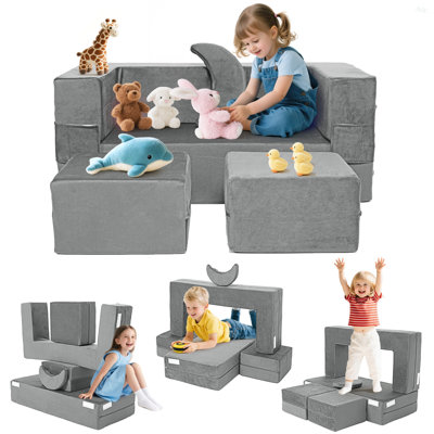 14 pièces Canapé modulaire pour enfants avec canapé en mousse pour le bâtiment du fort, l'escalade et le jeu intérieur