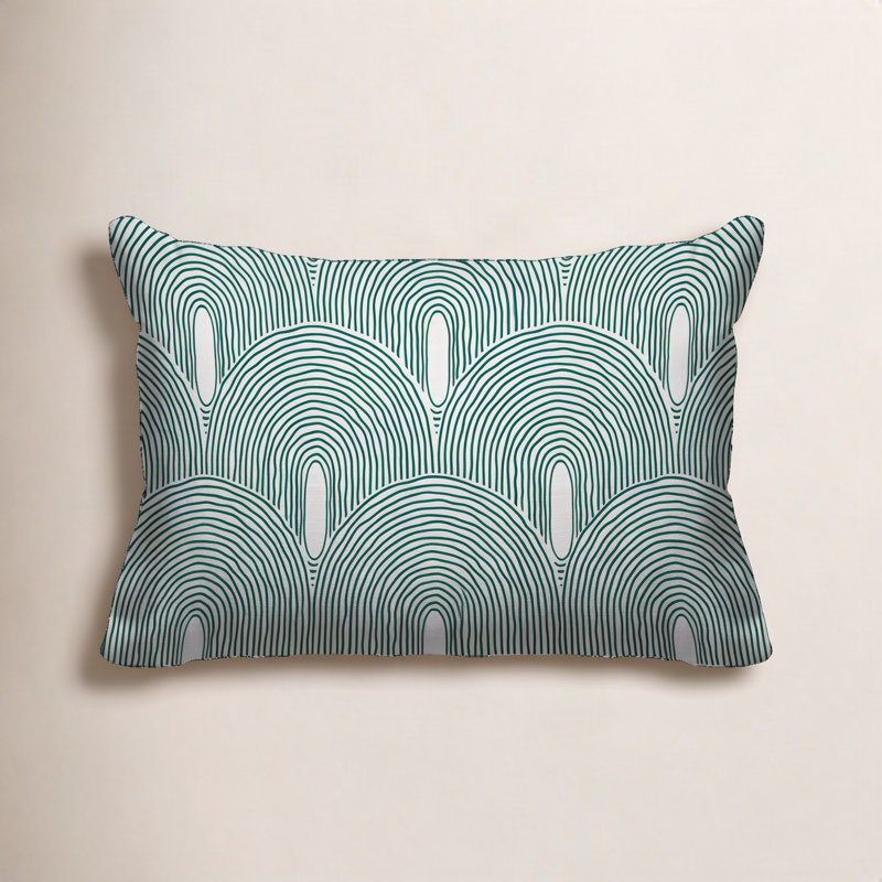 Coussin intérieur / extérieur Limpo Minimalist Mid-Century, 14 po x 20 po, Émeraude, Rectangulaire