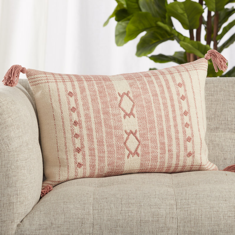 Housse de coussin rectangulaire en coton Parable, Rose