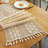 Farmhouse Rustic Cotton Table Runner With Tassel-1085355935