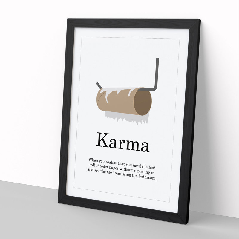 Karma - Picture Frame Typography, 65cm H x 48cm W x 2cm D, Black Framed
